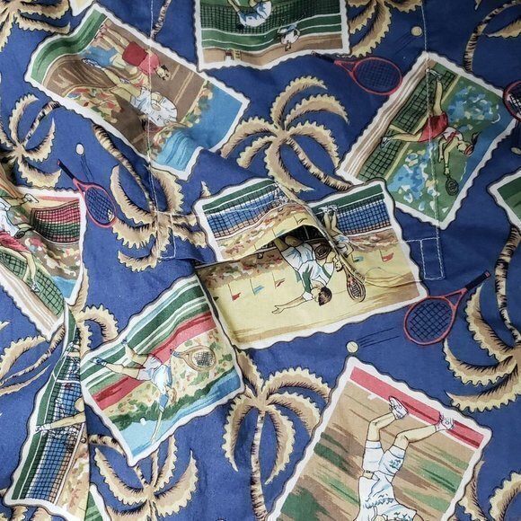 Reyn Spooner XL Tennis Players SS Single Stitch Button Front Made in Hawaii USA - Picture 3 of 6